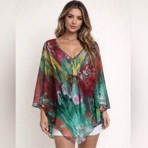 Hugging Kisses Sheer Floral Tunic Top